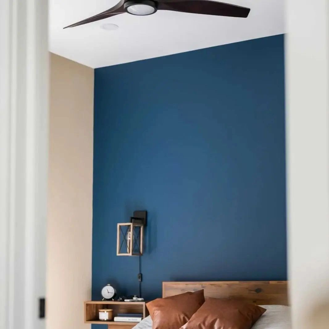 Residential bedroom accent wall — teal feature wall painting by Byron Painting Co, Barrie Ontario